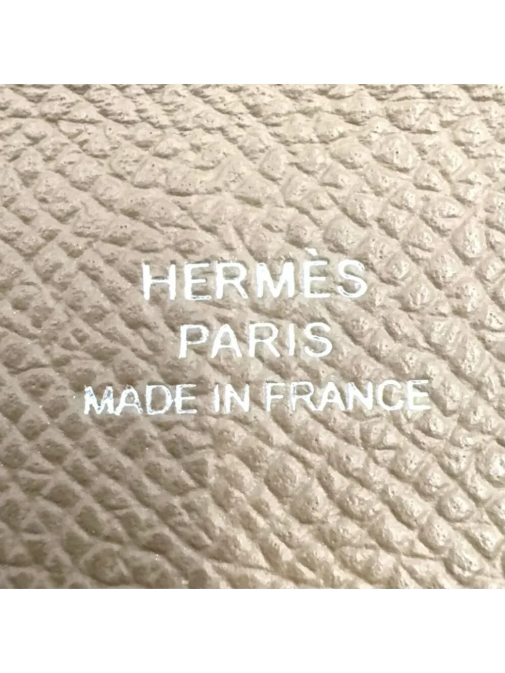 Hermes Calvi Duo Leather Gray Beige Card Case Silver